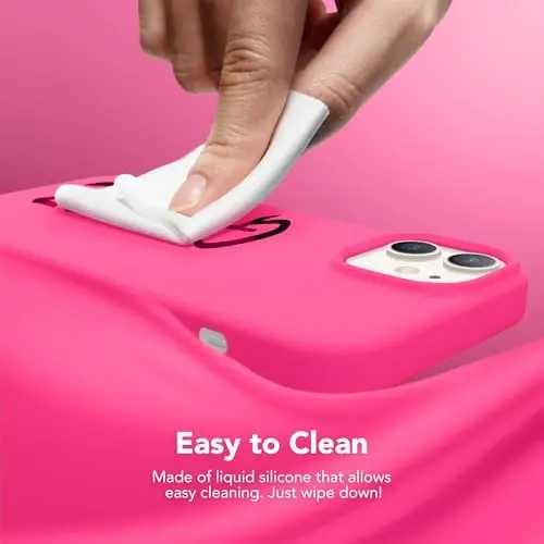 GONEZ Magnetic for iPhone 12 Case / 12 Pro Case, Compatible with MagSafe, [Screen Protector + Camera Lens Protector], Silicone Shockproof Anti-Scratch Protective Phone Case 6.1 inch, Hot Pink - 5