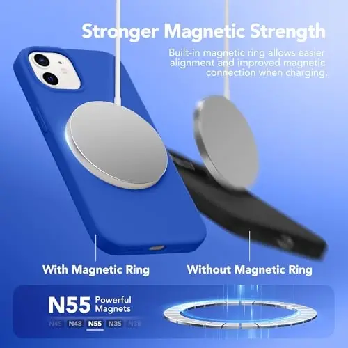 GONEZ Magnetic for iPhone 12 Case / 12 Pro Case, Compatible with MagSafe, [Screen Protector + Camera Lens Protector], Silicone Shockproof Anti-Scratch Protective Phone Case 6.1 inch, Klein Blue - 3