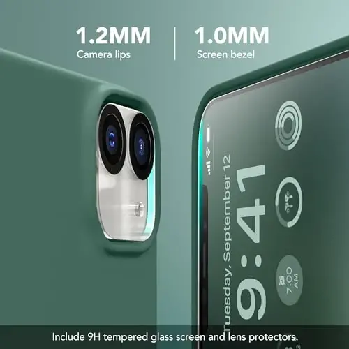 GONEZ Magnetic for iPhone 12/12 Pro Case, Silicone Cover Midnight Green | Compatible with MagSafe, Camera Button & Screen Protector, Microfiber Lining, 3 Layers Soft Gel Rubber Shockproof Slim 6.1