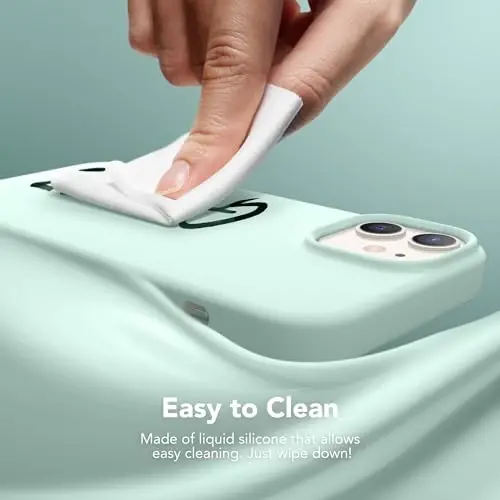 GONEZ Magnetic for iPhone 12 Case / 12 Pro Case, Compatible with MagSafe, [Screen Protector + Camera Lens Protector], Silicone Shockproof Anti-Scratch Protective Phone Case 6.1 inch, Mint Green - 5