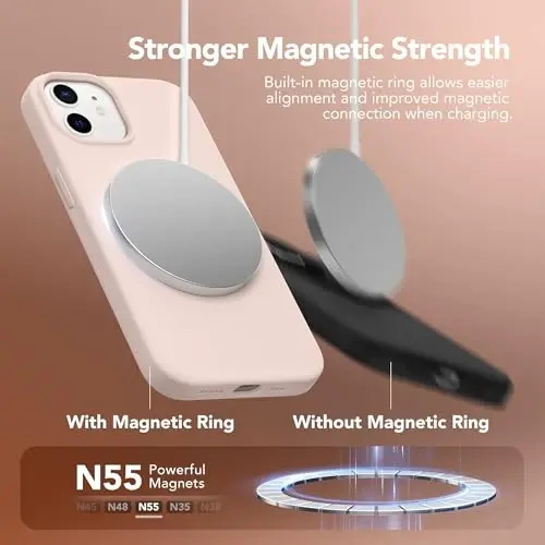 GONEZ Magnetic for iPhone 12 Case / 12 Pro Case, Compatible with MagSafe, [Screen Protector + Camera Lens Protector], Silicone Shockproof Anti-Scratch Protective Phone Case 6.1 inch, Pink - 3