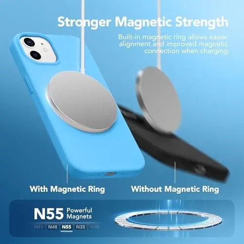 GONEZ Magnetic for iPhone 12 Case / 12 Pro Case, Compatible with MagSafe, [Screen Protector + Camera Lens Protector], Silicone Shockproof Anti-Scratch Protective Phone Case 6.1 inch, Wave Blue - 3