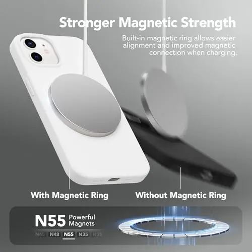 GONEZ Magnetic for iPhone 12 Case / 12 Pro Case, Compatible with MagSafe, [Screen Protector + Camera Lens Protector], Silicone Shockproof Anti-Scratch Protective Phone Case 6.1 inch, White - 3
