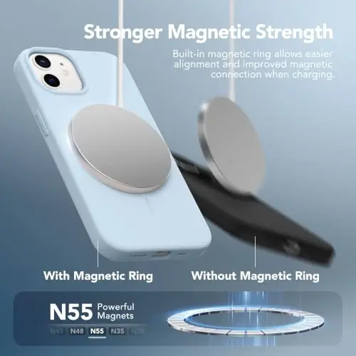 GONEZ Magnetic for iPhone 12/12 Pro Case, Silicone Cover Blue-2 | Compatible with MagSafe, Screen Protector, Microfiber Lining, 3 Layers Soft Gel Rubber Shockproof Slim 6.1