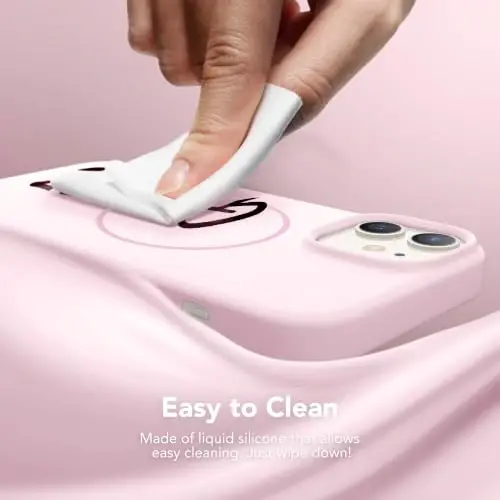 GONEZ Magnetic for iPhone 12/12 Pro Case, Silicone Cover Chalk Pink | Compatible with MagSafe, Screen Protector, Microfiber Lining, 3 Layers Soft Gel Rubber Shockproof Slim 6.1