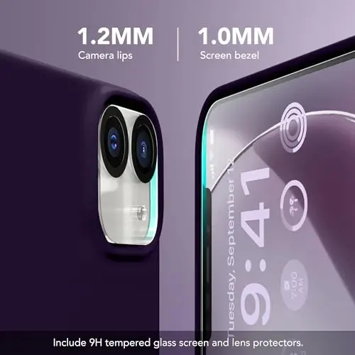 GONEZ Magnetic for iPhone 12/12 Pro Case, Silicone Cover Deep Purple | Compatible with MagSafe, Screen Protector, Microfiber Lining, 3 Layers Soft Gel Rubber Shockproof Slim 6.1