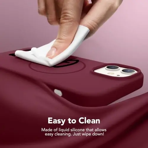 GONEZ Magnetic for iPhone 12/12 Pro Case, Silicone Cover Maroon | Compatible with MagSafe, Screen Protector, Microfiber Lining, 3 Layers Soft Gel Rubber Shockproof Slim 6.1