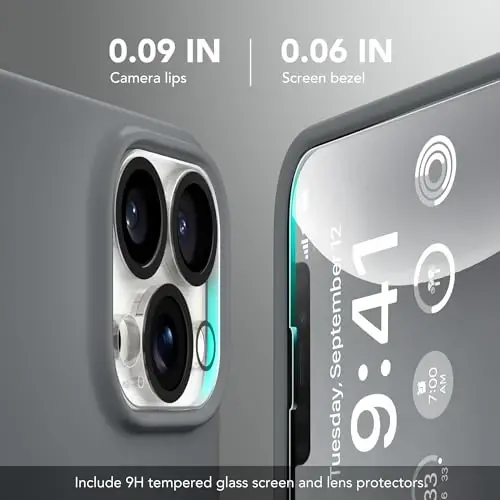 GONEZ Magnetic for iPhone 13 Pro Max Case, Compatible with MagSafe, [Screen Protector + Camera Lens Protector], Silicone Shockproof Anti-Scratch Protective Phone Case 6.7 inch, Dark Grey - 6