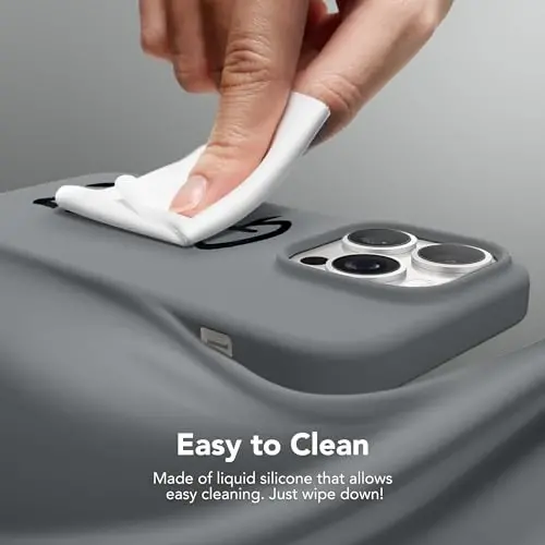 GONEZ Magnetic for iPhone 13 Pro Max Case, Compatible with MagSafe, [Screen Protector + Camera Lens Protector], Silicone Shockproof Anti-Scratch Protective Phone Case 6.7 inch, Dark Grey - 5