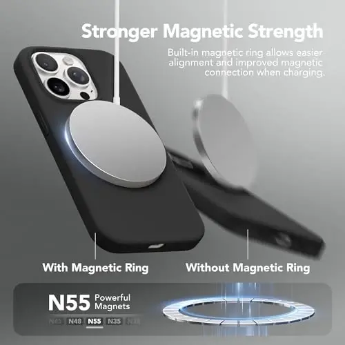 GONEZ Magnetic for iPhone 13 Pro Max Case, [Compatible with MagSafe] Anti-Scratch Microfiber Lining & Screen Protector, Shockproof Slim Phone Silicone Cover 6.7 inch, Black - 3