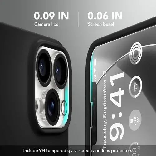GONEZ Magnetic for iPhone 13 Pro Max Case, [Compatible with MagSafe] Anti-Scratch Microfiber Lining & Screen Protector, Shockproof Slim Phone Silicone Cover 6.7 inch, Black - 6
