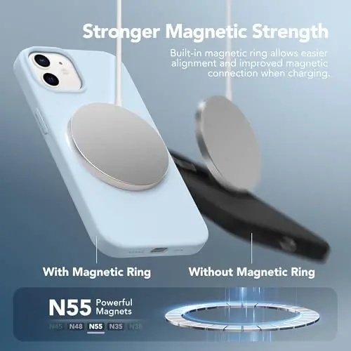 GONEZ Magnetic for iPhone 12 Case & iPhone 12 Pro Case, [Compatible with MagSafe] Anti-Scratch Microfiber Lining & Screen Protector, Shockproof Slim Phone Silicone Cover 6.1 inch, Blue - 2