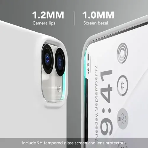GONEZ Magnetic for iPhone 12 Case & iPhone 12 Pro Case, [Compatible with MagSafe] Anti-Scratch Microfiber Lining & Screen Protector, Shockproof Slim Phone Silicone Cover 6.1 inch, White - 5