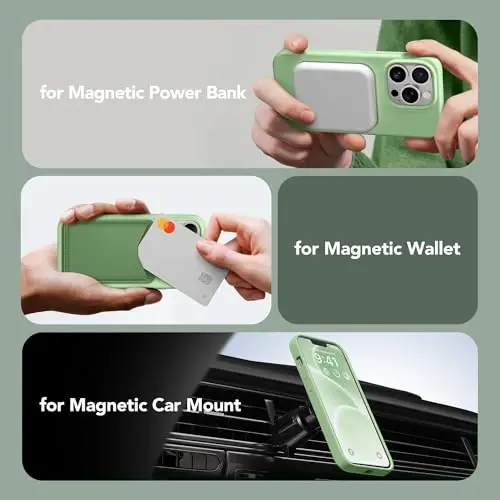 GONEZ Magnetic for iPhone 13 Pro Max Case, Compatible with MagSafe, [Screen Protector + Camera Lens Protector], Silicone Shockproof Anti-Scratch Protective Phone Case 6.7 inch, Green - 4