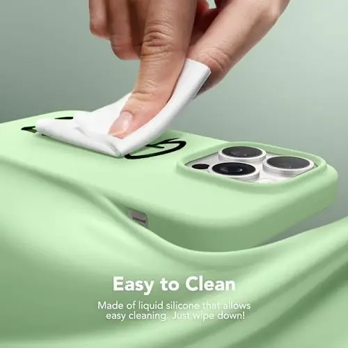 GONEZ Magnetic for iPhone 13 Pro Max Case, Compatible with MagSafe, [Screen Protector + Camera Lens Protector], Silicone Shockproof Anti-Scratch Protective Phone Case 6.7 inch, Green - 5