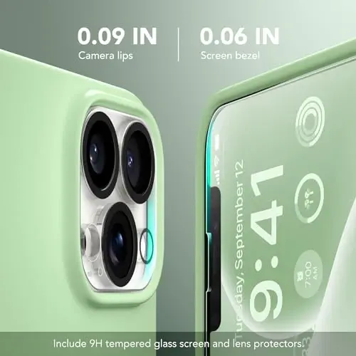 GONEZ Magnetic for iPhone 13 Pro Max Case, Compatible with MagSafe, [Screen Protector + Camera Lens Protector], Silicone Shockproof Anti-Scratch Protective Phone Case 6.7 inch, Green - 6