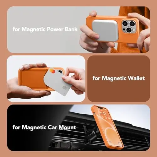 GONEZ Magnetic for iPhone 13 Pro Max Case, Compatible with MagSafe, [Screen Protector + Camera Lens Protector], Silicone Shockproof Anti-Scratch Protective Phone Case 6.7 inch, Orange - 4
