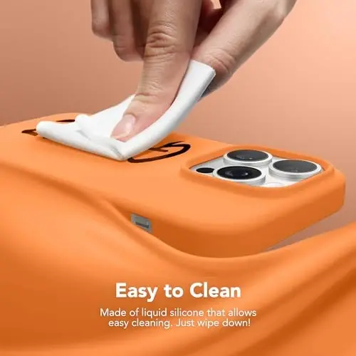 GONEZ Magnetic for iPhone 13 Pro Max Case, Compatible with MagSafe, [Screen Protector + Camera Lens Protector], Silicone Shockproof Anti-Scratch Protective Phone Case 6.7 inch, Orange - 5