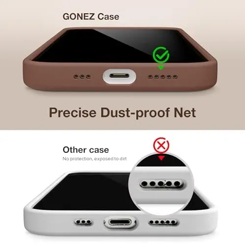 GONEZ Magnetic for iPhone 13/14 Case, Silicone Cover Brown | Compatible with MagSafe, Screen Protector, Microfiber Lining, 3 Layers Soft Gel Rubber Shockproof Slim 6.1