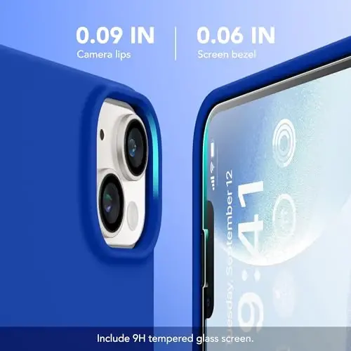 GONEZ Magnetic for iPhone 13/14 Case, Silicone Cover Klein Blue | Compatible with MagSafe, Screen Protector, Microfiber Lining, 3 Layers Soft Gel Rubber Shockproof Slim 6.1