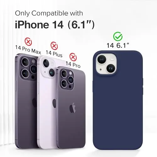 GONEZ Magnetic for iPhone 13/14 Case, Silicone Cover Midnight Blue | Compatible with MagSafe, Screen Protector, Microfiber Lining, 3 Layers Soft Gel Rubber Shockproof Slim 6.1