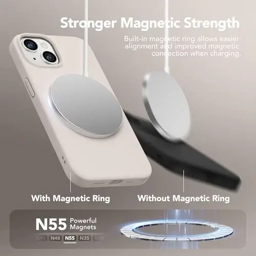 GONEZ Magnetic for iPhone 13/14 Case, Silicone Cover Stone | Compatible with MagSafe, Screen Protector, Microfiber Lining, 3 Layers Soft Gel Rubber Shockproof Slim 6.1