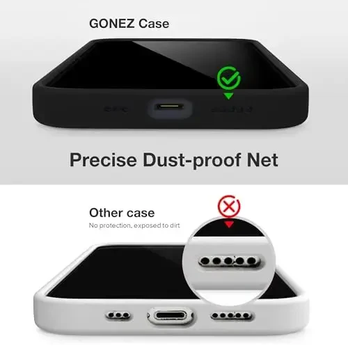 GONEZ Magnetic for iPhone 14 Case, Compatible with Magsafe, with Screen Protector + Camera Protector, Anti-Scratch Microfiber Lining, Liquid Silicone Shockproof Protective Phone Case, Black - 5
