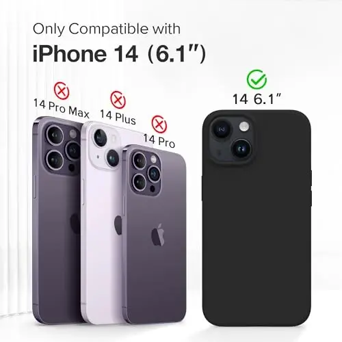 GONEZ Magnetic for iPhone 14 Case, Compatible with Magsafe, with Screen Protector + Camera Protector, Anti-Scratch Microfiber Lining, Liquid Silicone Shockproof Protective Phone Case, Black - 2