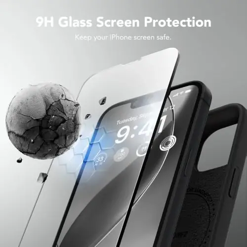 GONEZ Magnetic for iPhone 14 Case, Compatible with Magsafe, with Screen Protector + Camera Protector, Anti-Scratch Microfiber Lining, Liquid Silicone Shockproof Protective Phone Case, Black - 3