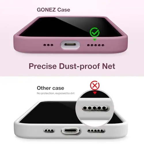 GONEZ Magnetic for iPhone 14 Case, Compatible with Magsafe, with Screen Protector + Camera Protector, Anti-Scratch Microfiber Lining, Liquid Silicone Shockproof Protective Phone Case, Blackcurrant - 5