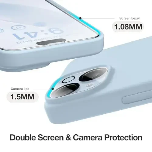 GONEZ Magnetic for iPhone 14 Case, Compatible with Magsafe, with Screen Protector + Camera Protector, Anti-Scratch Microfiber Lining, Liquid Silicone Shockproof Protective Phone Case, Blue - 6