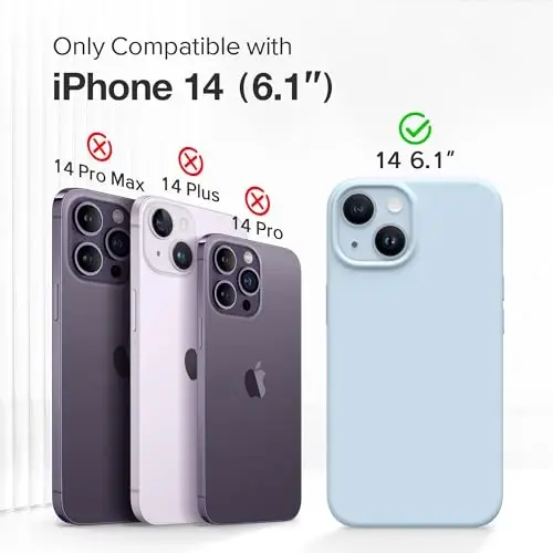 GONEZ Magnetic for iPhone 14 Case, Compatible with Magsafe, with Screen Protector + Camera Protector, Anti-Scratch Microfiber Lining, Liquid Silicone Shockproof Protective Phone Case, Blue - 2