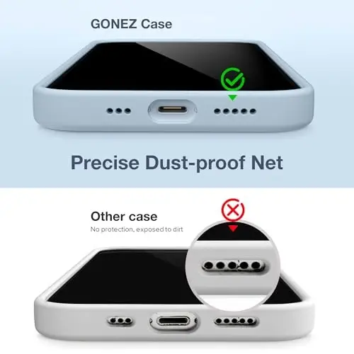 GONEZ Magnetic for iPhone 14 Case, Compatible with Magsafe, with Screen Protector + Camera Protector, Anti-Scratch Microfiber Lining, Liquid Silicone Shockproof Protective Phone Case, Blue - 5