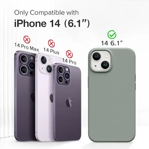 GONEZ Magnetic for iPhone 14 Case, Compatible with Magsafe, with Screen Protector + Camera Protector, Anti-Scratch Microfiber Lining, Liquid Silicone Shockproof Protective Phone Case, Calke Green - GONEZ (1)