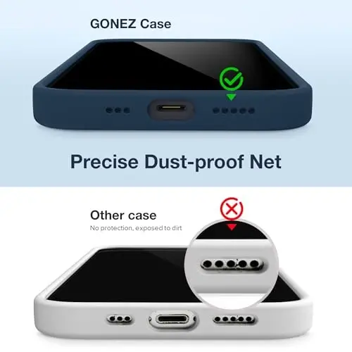 GONEZ Magnetic for iPhone 14 Case, Compatible with Magsafe, with Screen Protector + Camera Protector, Anti-Scratch Microfiber Lining, Liquid Silicone Shockproof Protective Phone Case, Dark Blue - 5