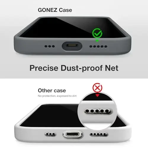 GONEZ Magnetic for iPhone 14 Case, Compatible with Magsafe, with Screen Protector + Camera Protector, Anti-Scratch Microfiber Lining, Liquid Silicone Shockproof Protective Phone Case, Dark Grey - 5