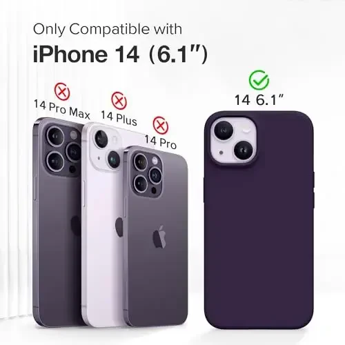 GONEZ Magnetic for iPhone 14 Case, Compatible with Magsafe, with Screen Protector + Camera Protector, Anti-Scratch Microfiber Lining, Liquid Silicone Shockproof Protective Phone Case, Deep Purple - GONEZ (1)