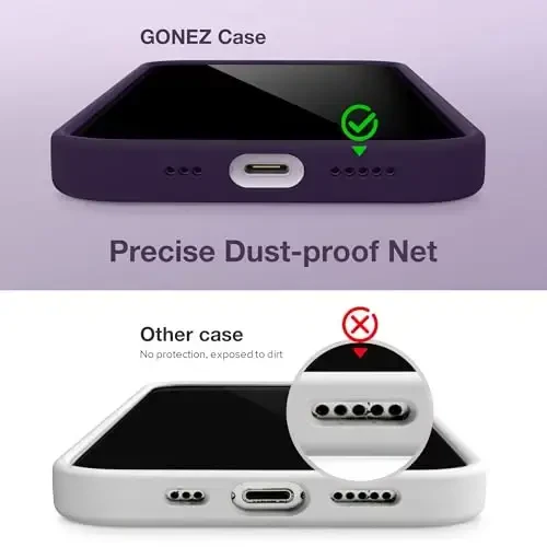 GONEZ Magnetic for iPhone 14 Case, Compatible with Magsafe, with Screen Protector + Camera Protector, Anti-Scratch Microfiber Lining, Liquid Silicone Shockproof Protective Phone Case, Deep Purple - 5