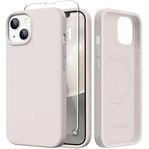 GONEZ Magnetic for iPhone 14 Case, Compatible with Magsafe, with Screen Protector + Camera Protector, Anti-Scratch Microfiber Lining, Liquid Silicone Shockproof Protective Phone Case, Deep Purple - 4