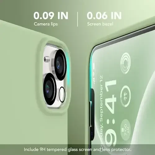 GONEZ Magnetic for iPhone 14 Case, Compatible with Magsafe, with Screen Protector + Camera Protector, Anti-Scratch Microfiber Lining, Liquid Silicone Shockproof Protective Phone Case, Green - 5