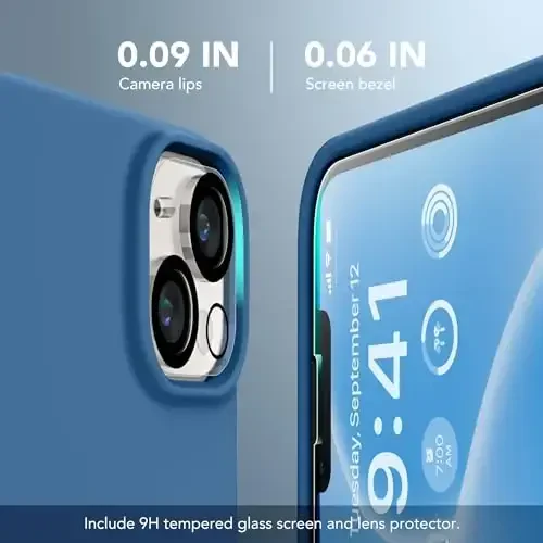 GONEZ Magnetic for iPhone 14 Case, Compatible with Magsafe, with Screen Protector + Camera Protector, Anti-Scratch Microfiber Lining, Liquid Silicone Shockproof Protective Phone Case, Lake Blue - 5