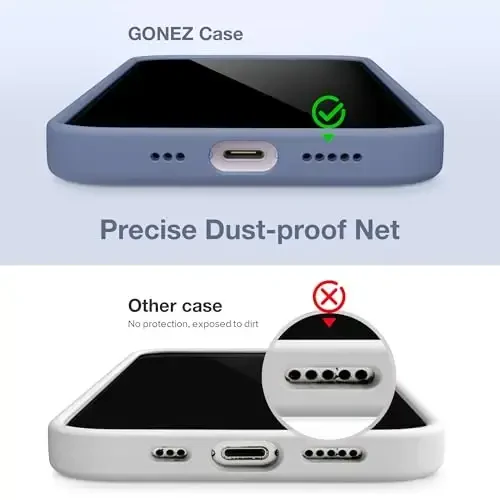 GONEZ Magnetic for iPhone 14 Case, Compatible with Magsafe, with Screen Protector + Camera Protector, Anti-Scratch Microfiber Lining, Liquid Silicone Shockproof Protective Phone Case, Lavender Gray - 5