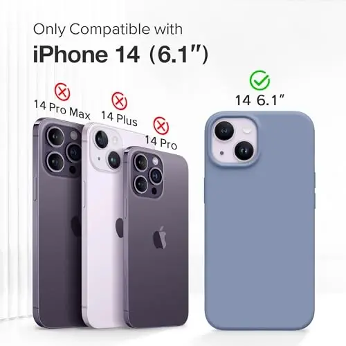 GONEZ Magnetic for iPhone 14 Case, Compatible with Magsafe, with Screen Protector + Camera Protector, Anti-Scratch Microfiber Lining, Liquid Silicone Shockproof Protective Phone Case, Lavender Gray - 2