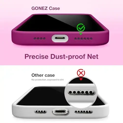 GONEZ Magnetic for iPhone 14 Case, Compatible with Magsafe, with Screen Protector + Camera Protector, Anti-Scratch Microfiber Lining, Liquid Silicone Shockproof Protective Phone Case, Lilac - 4