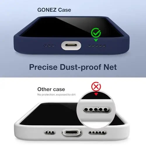 GONEZ Magnetic for iPhone 14 Case, Compatible with Magsafe, with Screen Protector + Camera Protector, Anti-Scratch Microfiber Lining, Liquid Silicone Shockproof Protective Phone Case, Midnight Blue - 5
