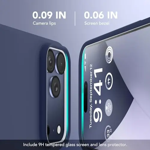 GONEZ Magnetic for iPhone 17 Pro Case, [Compatible with MagSafe] Anti-Scratch Microfiber Lining & Screen Protector, Silicone Camera Control, Shockproof Slim Phone Cover 6.3 inch, Navy Blue - 3