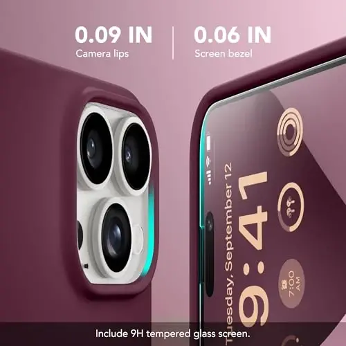 GONEZ Magnetic for iPhone 14 Pro Case, [Compatible with MagSafe] Anti-Scratch Microfiber Lining & Screen Protector, Shockproof Slim Phone Silicone Cover 6.1 inch, Wine Red - 5
