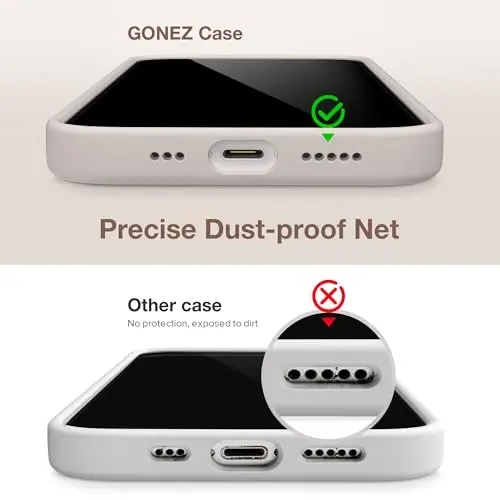 GONEZ Magnetic for iPhone 14 Case, Compatible with Magsafe, with Screen Protector + Camera Protector, Anti-Scratch Microfiber Lining, Liquid Silicone Shockproof Protective Phone Case, Stone - GONEZ (1)