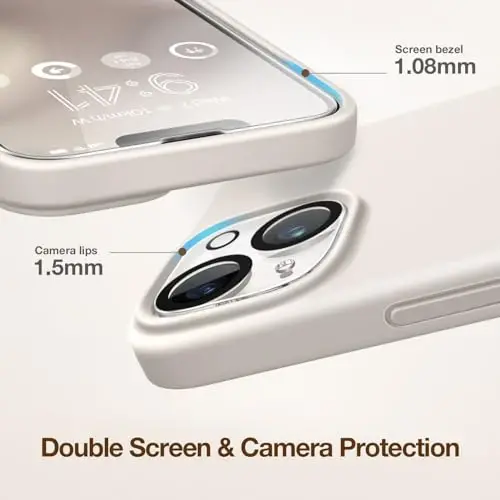 GONEZ Magnetic for iPhone 14 Case, Compatible with Magsafe, with Screen Protector + Camera Protector, Anti-Scratch Microfiber Lining, Liquid Silicone Shockproof Protective Phone Case, Stone - 3
