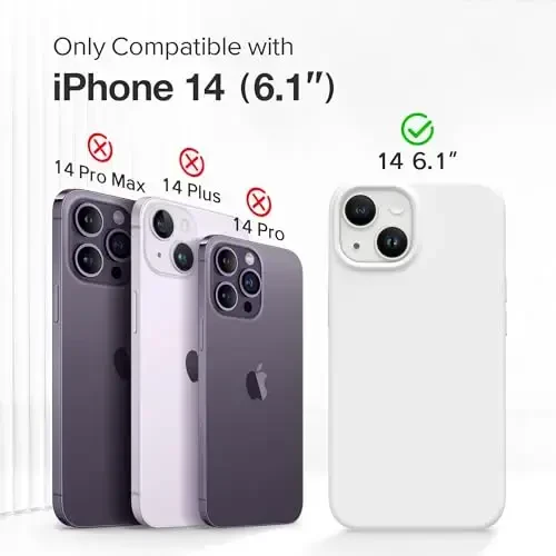 GONEZ Magnetic for iPhone 14 Case, Compatible with Magsafe, with Screen Protector + Camera Protector, Anti-Scratch Microfiber Lining, Liquid Silicone Shockproof Protective Phone Case, White - 2